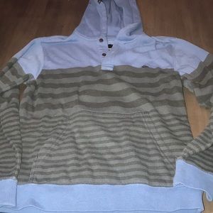 Quiksilver Boys Light Blue and Grey Striped Hoodie